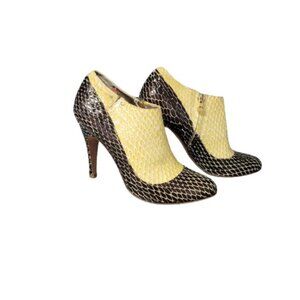 CLEARANCE Gil Carvalho High Heel Booties Brown and Yellow Leather Made in Italy